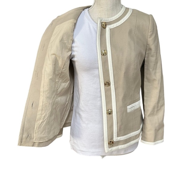 Pendleton White & Tan Button‎ Down Business Blazer Size: 8 - Picture 2 of 13